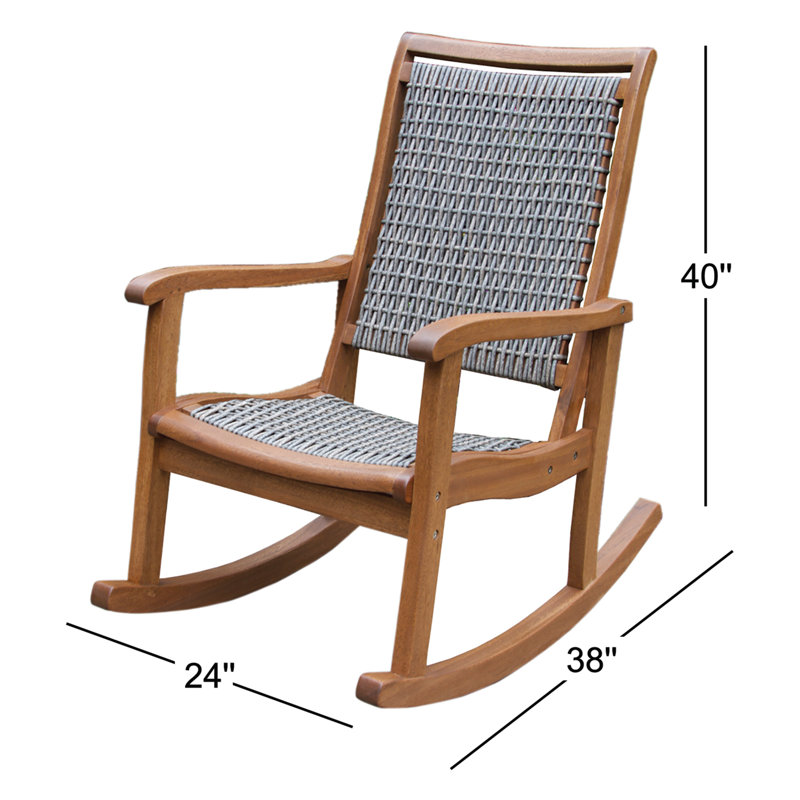 Chaise berçante en bois massif Arnot, Bois flottant gris