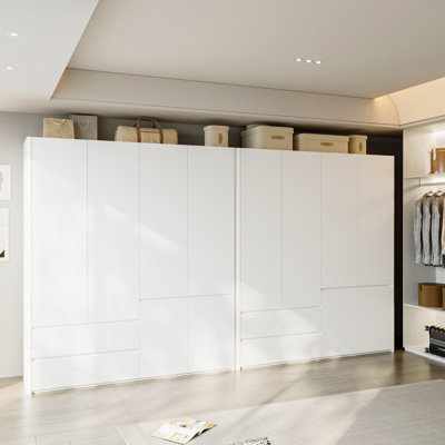 White Dual 6-Door Closet System With Effortless Elegance