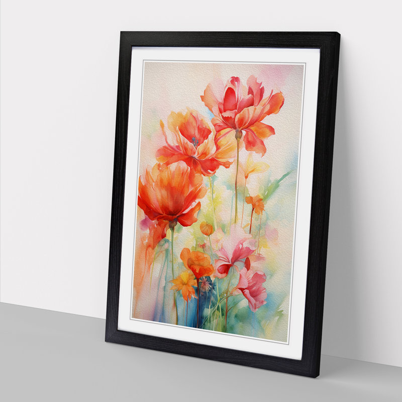 Floral Gestural - Framed Print, Black Framed, 46cm H x 34cm W