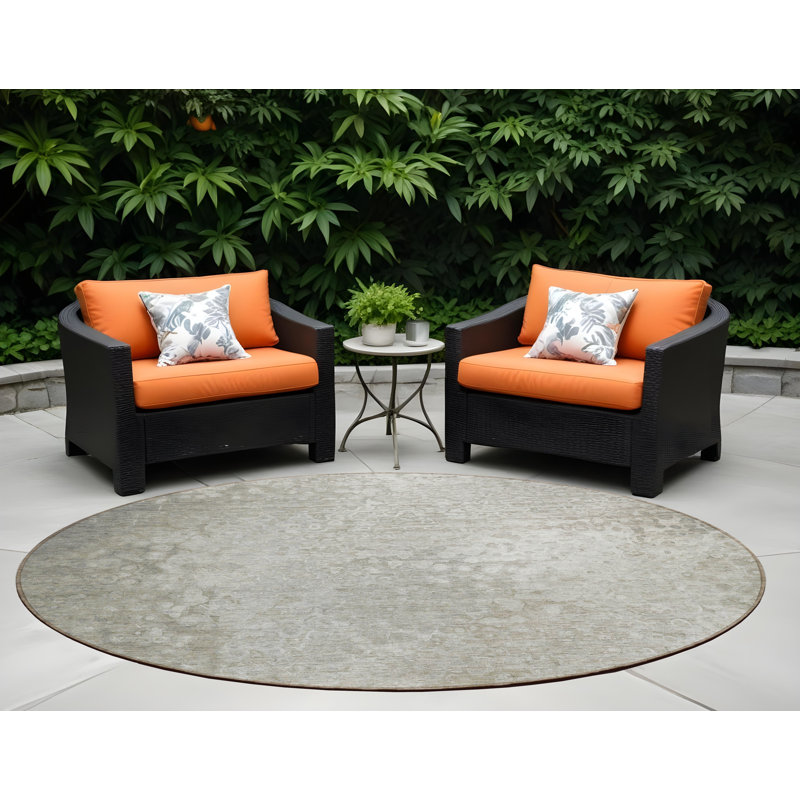 Tapis d'intérieur rond 8 po beige rond lavable antidérapant
