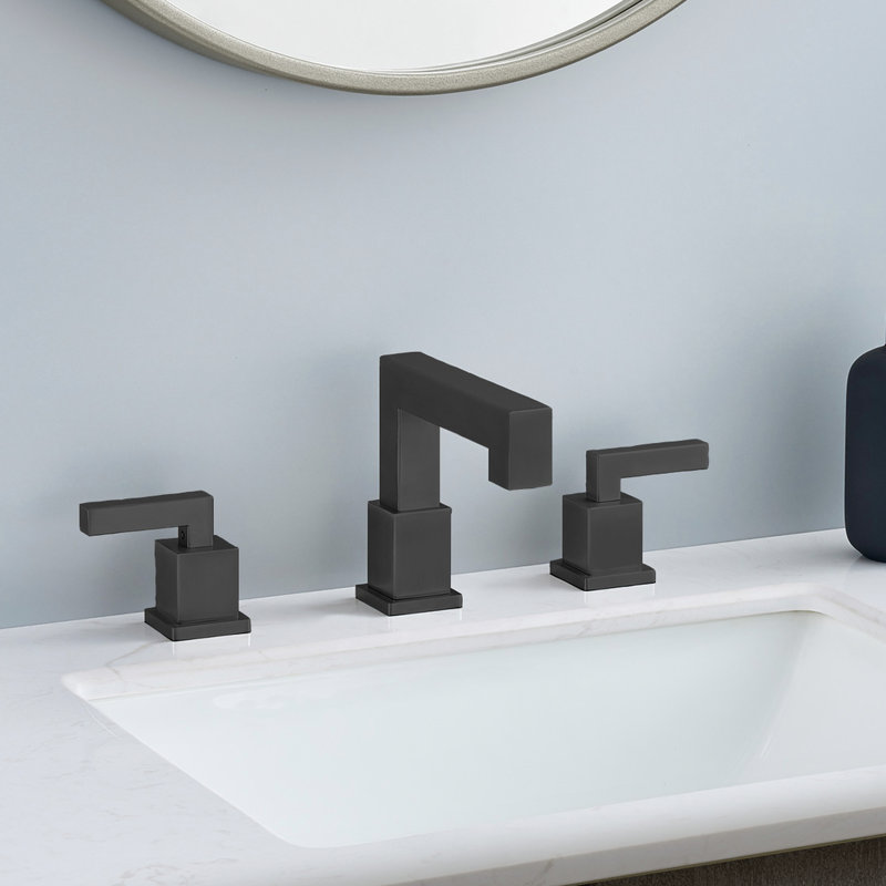 Modern 8-Inch Matte Black Bathroom Faucet - 2 Handles, Waterfall Vanity With Pop Up Drain Assembly And Supply Hose Sink