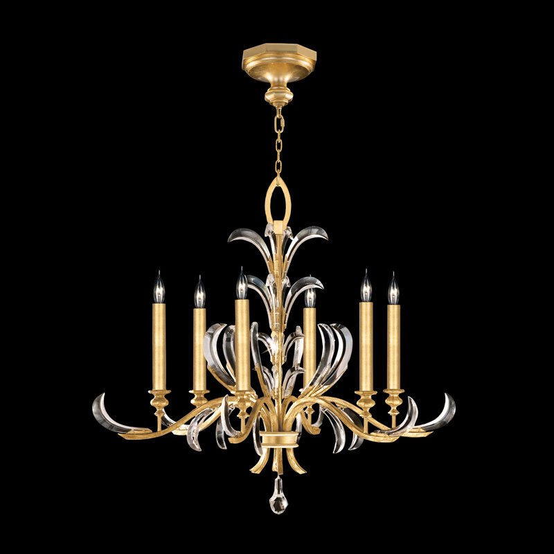 Beveled Arcs 6 - Light Chandelier, Gold