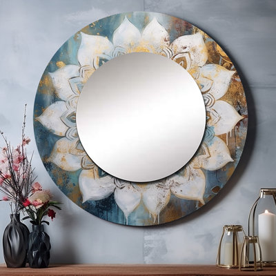 Miroir mural blanc et doré Raechel Mandala II - Boho Mandala