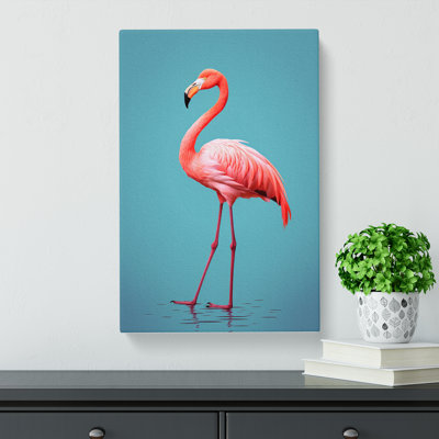 Flamingo Minimalism No.2 - Wrapped Canvas