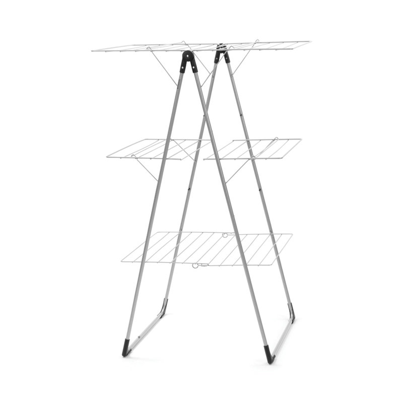 HangOn Metal Foldable Gullwing Drying Rack, Metallic Grey