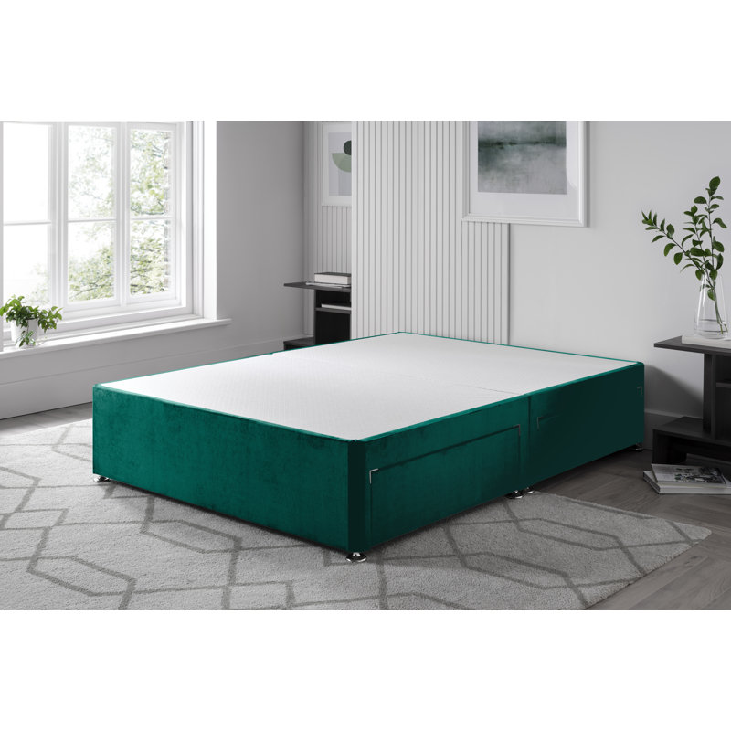 Plush Divan Bed Base, Green, 4 Drawers, Super King (6')