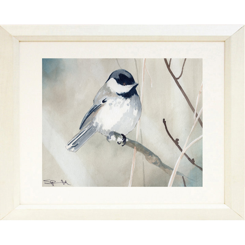 «Little Bird», reproduction d'aquarelle sur toile, H 18,5 po x l 22,5 po x P 1 po, Papier avec cadre blanc, Blanc