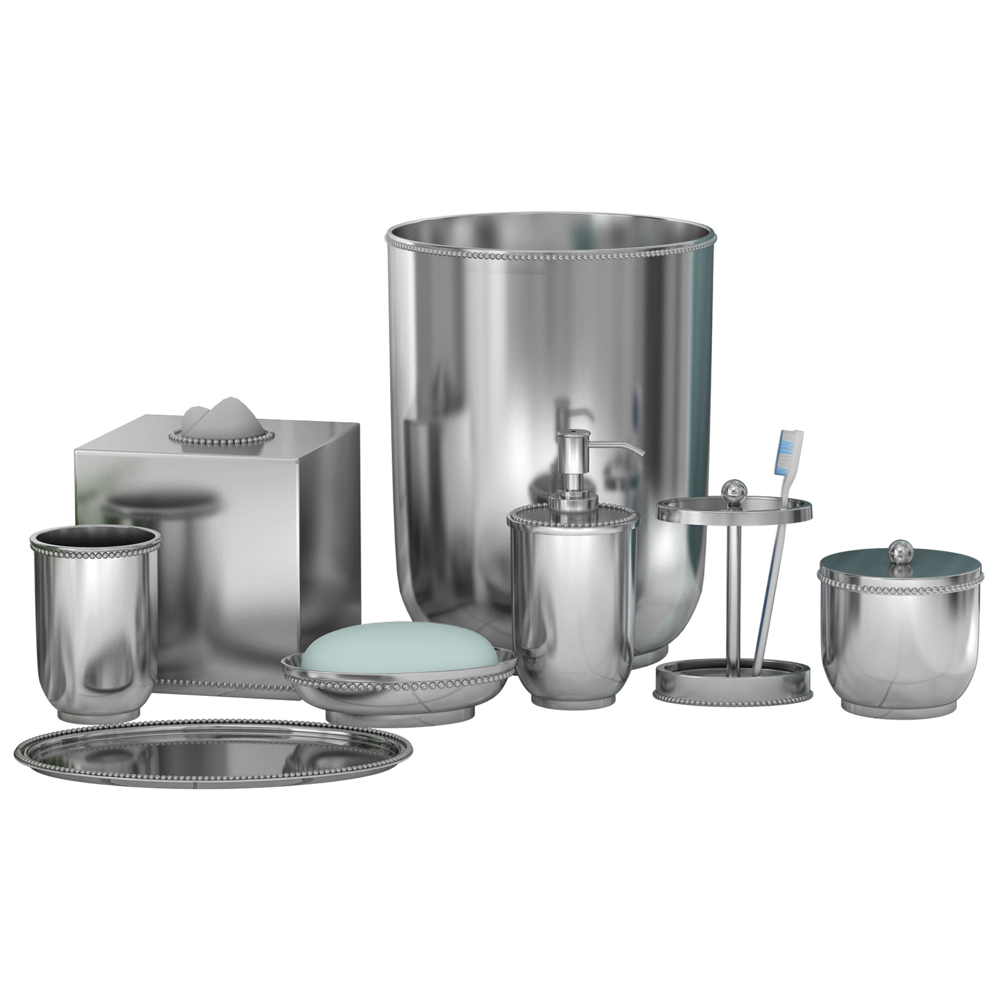 Orren Ellis Braeside Stainless Steel 7 Piece Bathroom Accessory Set &  Reviews