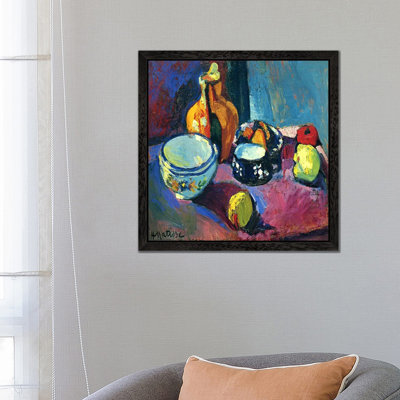 Dishes & Fruit by Henri Matisse - 1 Piece Floater Frame Painting on Canvas