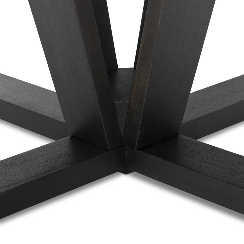 Cobain Round Solid Wood Pedestal Dining Table, 30" H x 72" W x 72" L, Black