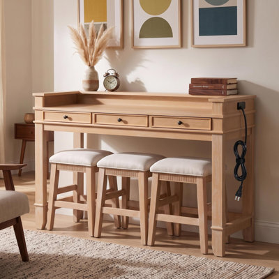 4-Piece Counter Height Dining Table Set with Storage Drawers