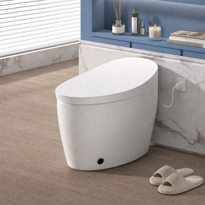 Smart Toilet with Auto Open/Close & Foot Kick Flush, Heated Seat, Warm Wash & Dry, LED Display
