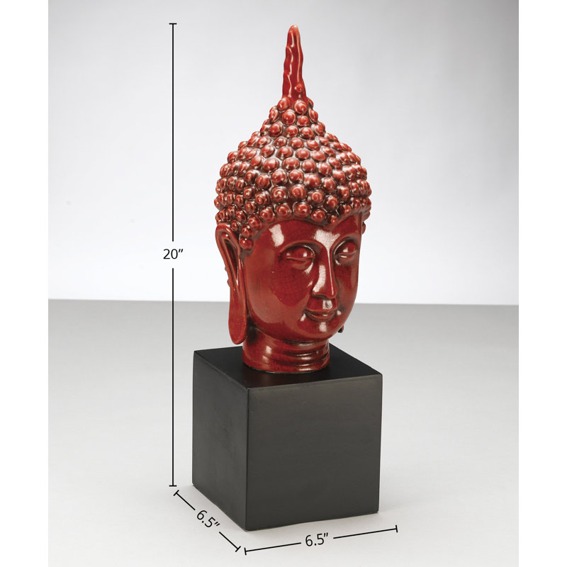 Tête de Bouddha sur pied, Rouge