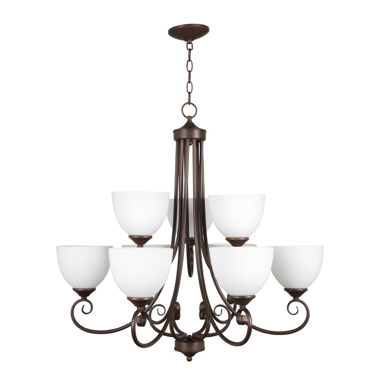 Ora 9 - Light Tiered Chandelier, Satin Nickel, White Frost