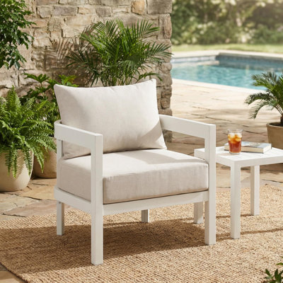Chaise d'appoint d'extérieur courbée 27,6 po Contour avec structure et coussins en aluminium