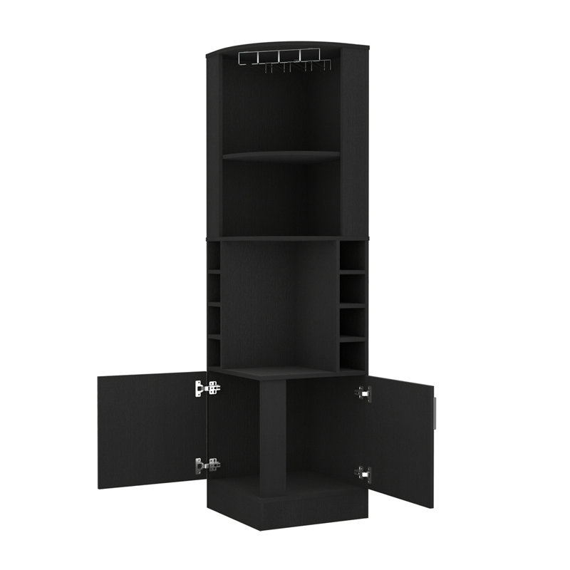 Syrah Corner Bar Cabinet, Black