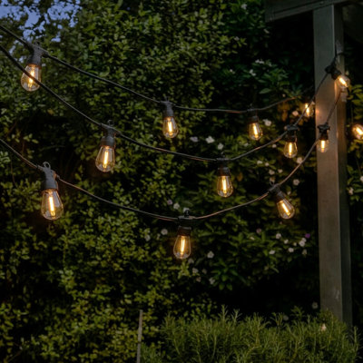 Guirlande de lumières à DEL à énergie variable et à énergie solaire Woodroe avec ampoule à DEL à intensité variable de 27 pi, 12 ampoules Edison incassables S14 pour terrasse, blanc doux