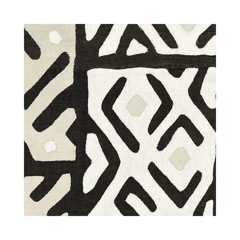 Kuba Cloth I Sq I Neutral - Wrapped Canvas Painting, 45.72 cm H x 45.72 cm W x 3.175 cm D