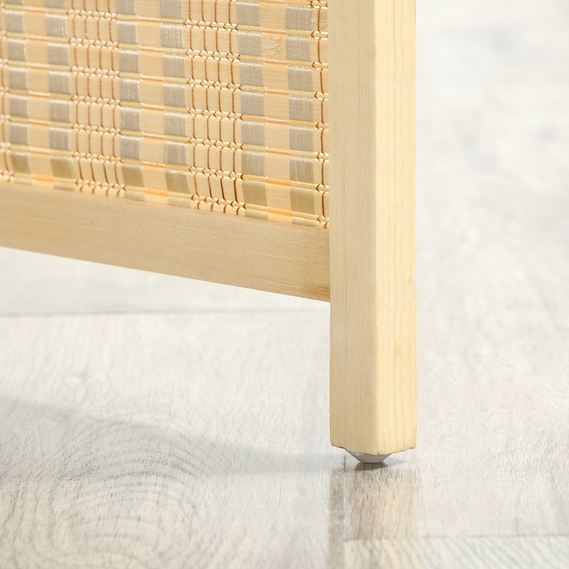 Paravent de 6 pi, 4 tablettes pliantes avec rangement pour la chambre à coucher et le bureau, des cloisons de séparation naturelles et rustique