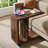 C Shaped End Table with Lockable Wheels, Rustic Wood Side Table for Living Room