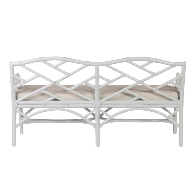 Chippendale Upholstered Bench, White