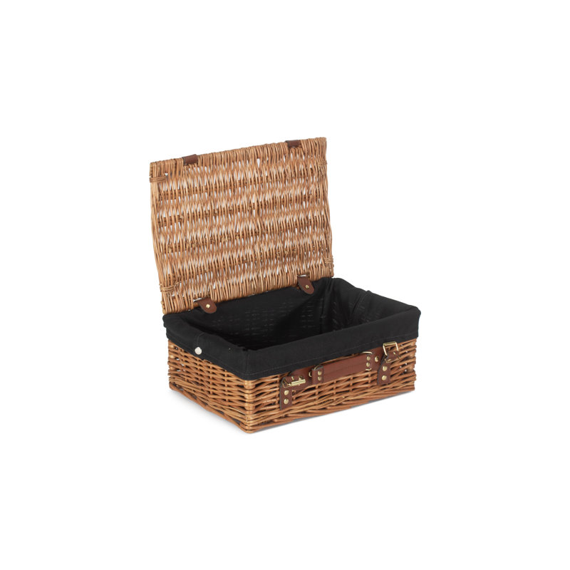 Wicker Hamper Basket with Lining, Light Steamed/Black, 15cm H x 36cm W x 26cm D