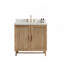 Meuble-lavabo de salle de bain autoportant 36 po entièrement assemblé en bois massif avec plateau blanc d'ingénierie entièrement assemblé