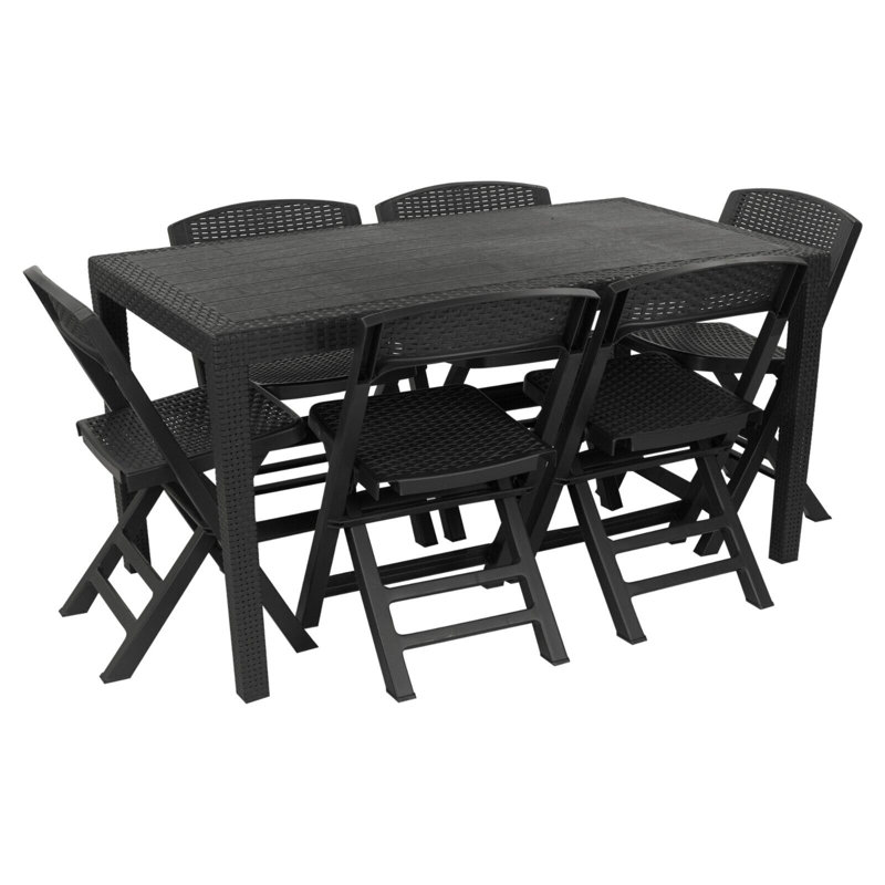 Windber Rectangular 138Cm L Outdoor Table Set, Anthracite, 6