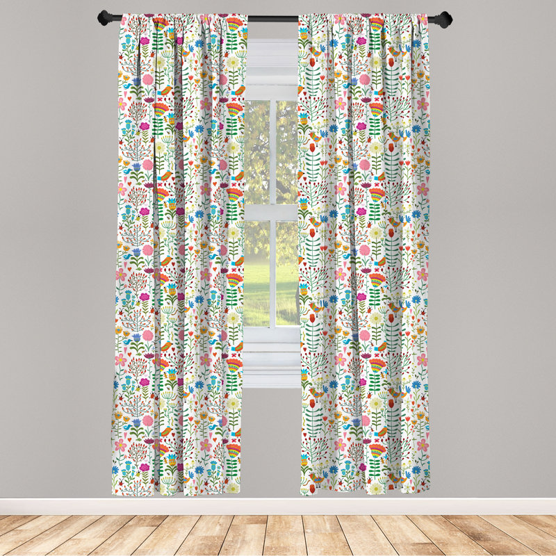 Floral Semi-Sheer Rod Pocket Curtain Panels, 28" x 95"