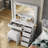 Vanity Desk with Power Outl,Makeup Table with Lighted Mirror, 3 Color Lighting Modes, Brightness Adjustable, Dressing Table with Drawers, Vanity Table Set for Women, Girls, White