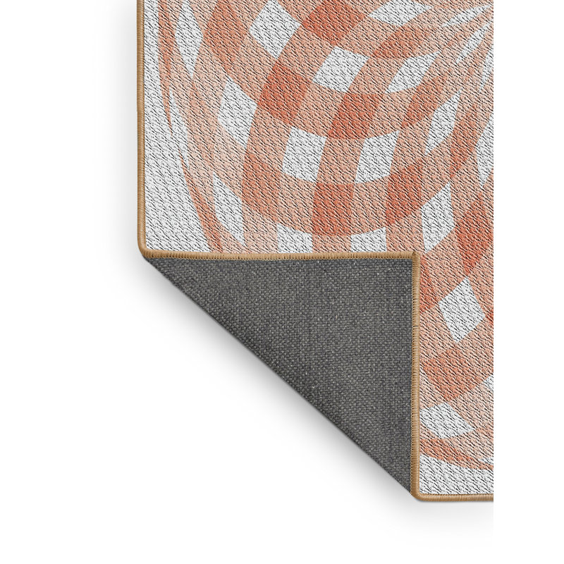 Tapis orange/gris tissé à la machine, Rectangle 3 pi x 5 pi