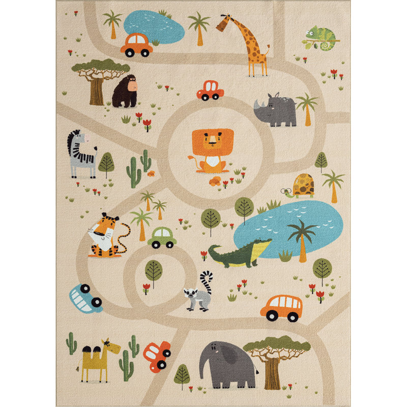 Captain Happy Kids Beige Rug, Rectangle 100 x 200cm