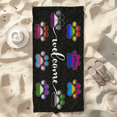  Serviette de plage en microfibre légère, absorbante et sans décoloration, 30 po x 60 po, dessin au trait Mandala