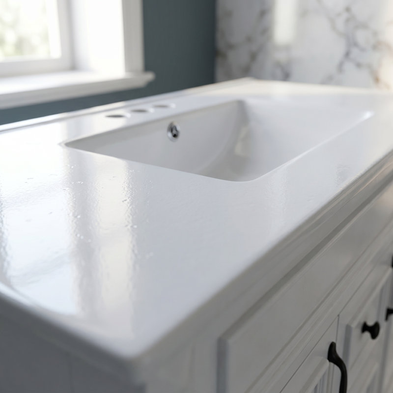 Meuble-lavabo simple 36 po avec lavabo en céramique 36 po, tablette ouverte, 2 tiroirs, White