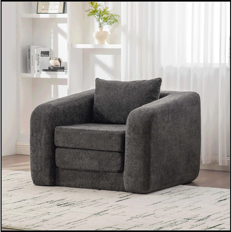 Fauteuil d'appoint pliable 40 po avec accoudoirs et dossier, Gris