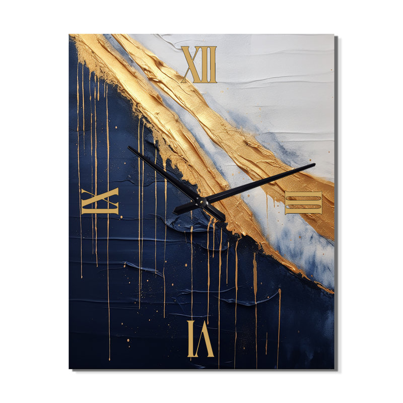Une horloge murale moderne «A Touch Of Gold And Kings Blue IV», Moyen