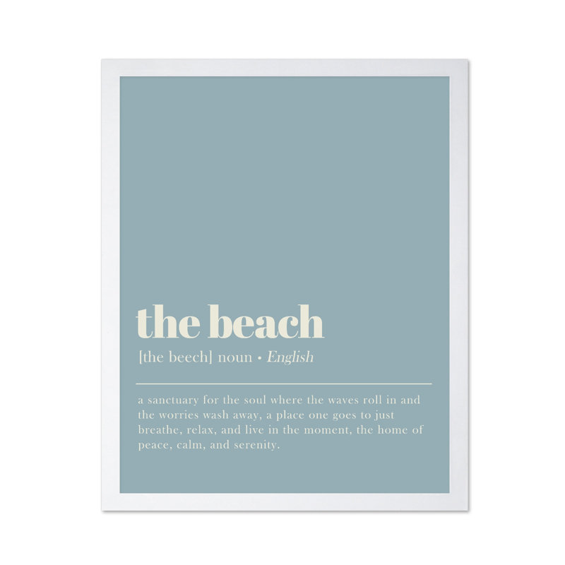 Définition de la plage, Affiche, H 24 po x l 32 po, Encadrement blanc