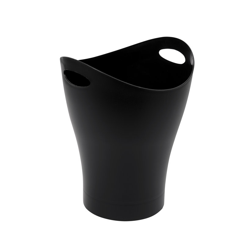 Half-Circle Plastic Open Waste Basket with Integrated Handles - 2.5 gal. - Basics by Wayfair™, Matte Black
