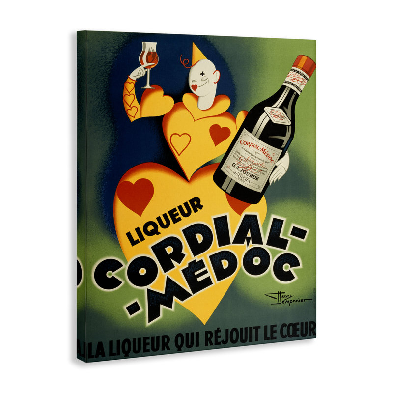Publicité rétro sur vin rétro, conception par Marcus Jules, H 20 po x l 16 po