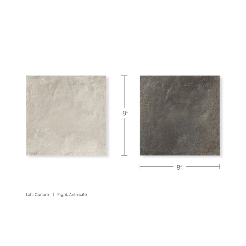 Autumn Essentials Checkerboard 8X8 Porcelain Tile, Graphite/Gray