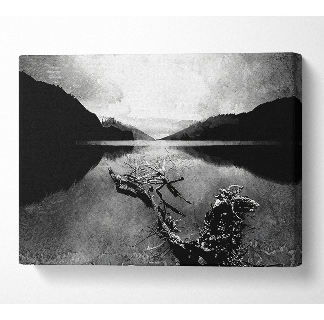 Tree In The Lake B N W - Kunstdrucke auf Leinwand - Wrapped Canvas