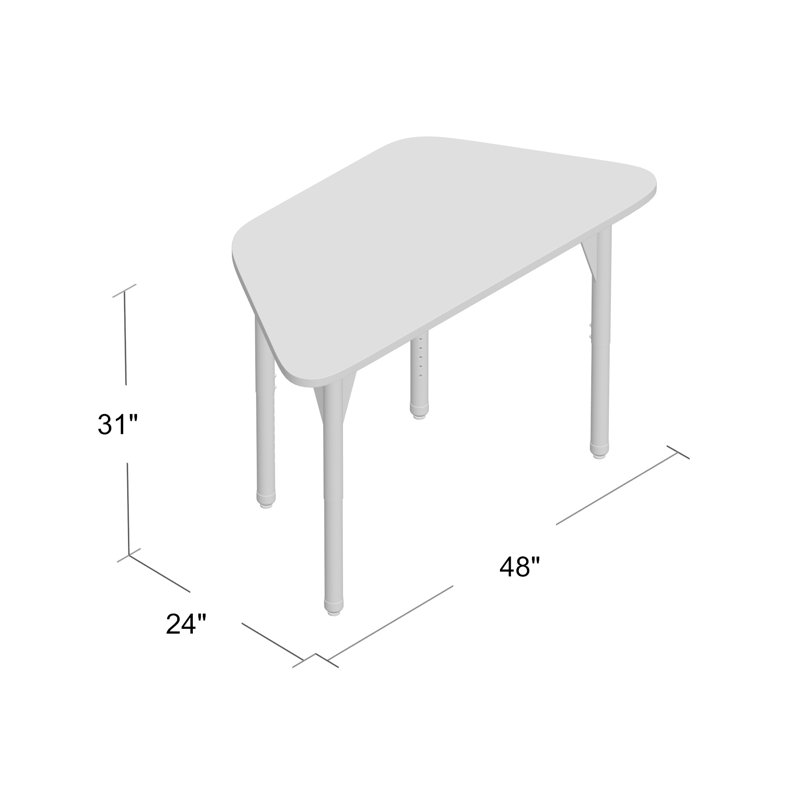 Table d'activité trapézoïdale à hauteur ajustable Premier Series, H 31 po x L 48 po x l 24 po, Gris