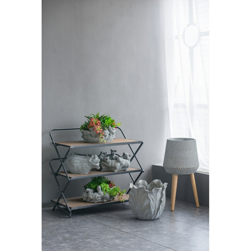 Support pour plante d'intérieur et d'extérieur en ciment 14,6 x 14,6 x 28 po