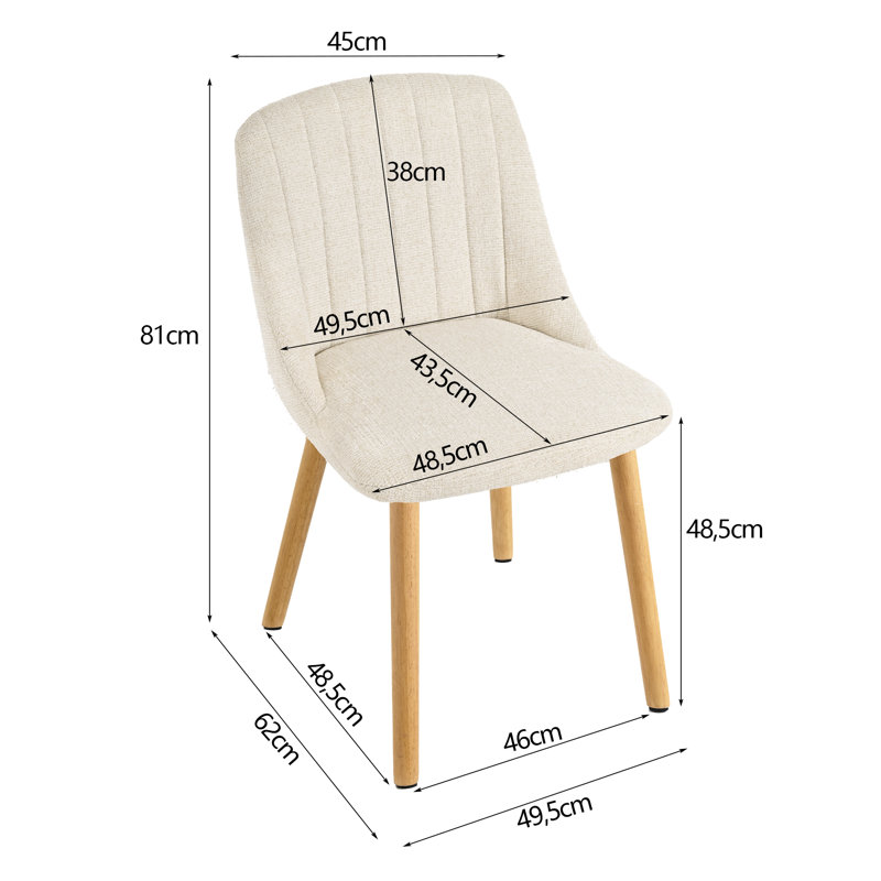 48.5cm H Upholstered Side Chair, Cream Chenille/Natural