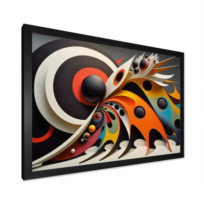 Ardriana - art mural moderne sur toile géométrique, Cadre d'angle fermé noir, L 20 po x H 12 po