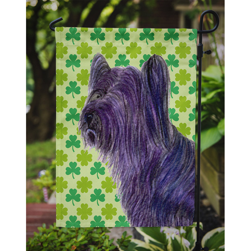 Drapeau de jardin à 2 côtés st. patrick day trèfle, Skye terrier
