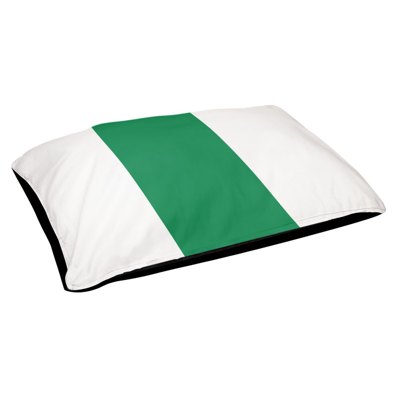 Coussin rectangulaire designer New York Bronx, Grand (L 40 po x l 50 po), Blanc / vert / blanc