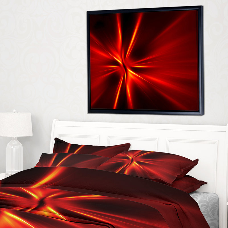 Corwin, art graphique abstrait «Red and Yellow Rays», H 30 po x l 40 po x P 1,5 po, Toile avec cadre flottant