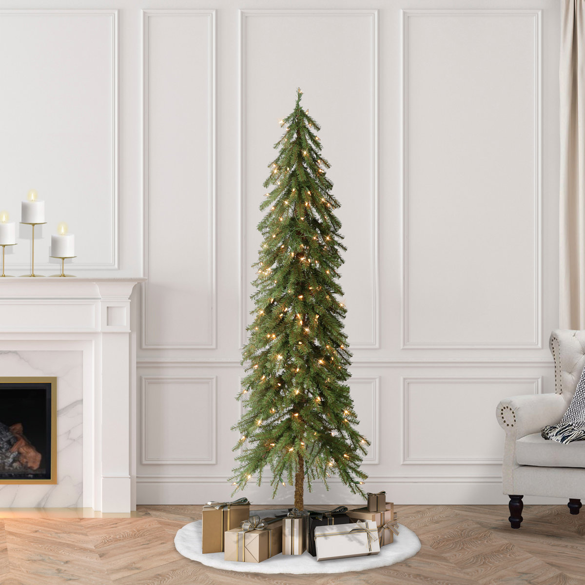 The Holiday Aisle® Green Pine Christmas Tree with Lights & Reviews ...