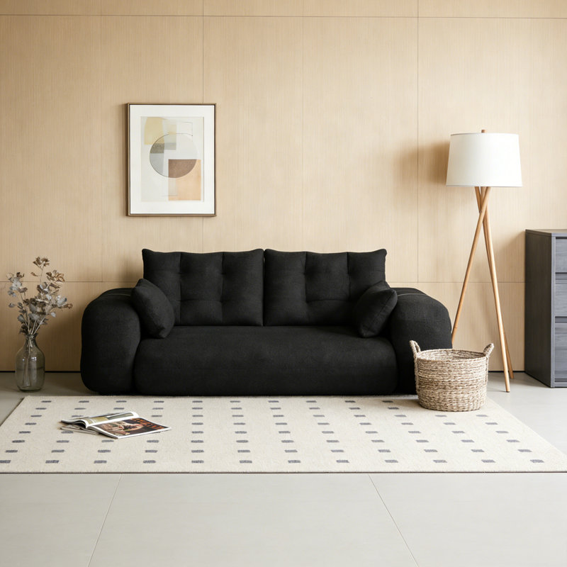 78.7" Multi-Functional Foldable Sofa Bed, Black